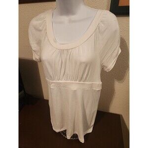 Old Navy Women's M White Cap Sleeve Blouse Top Button Front Cotton Tunic